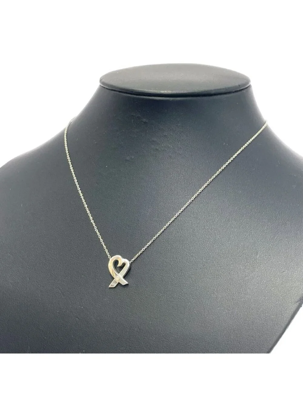 Tiffany & Co Silver Diamond Loving Heart Necklace